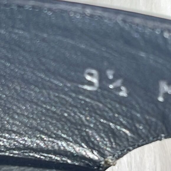 Stuart Weitzman Black Patent Topstitched Slingback Cork Wedge Heels Sz 9.5 - Picture 5 of 6